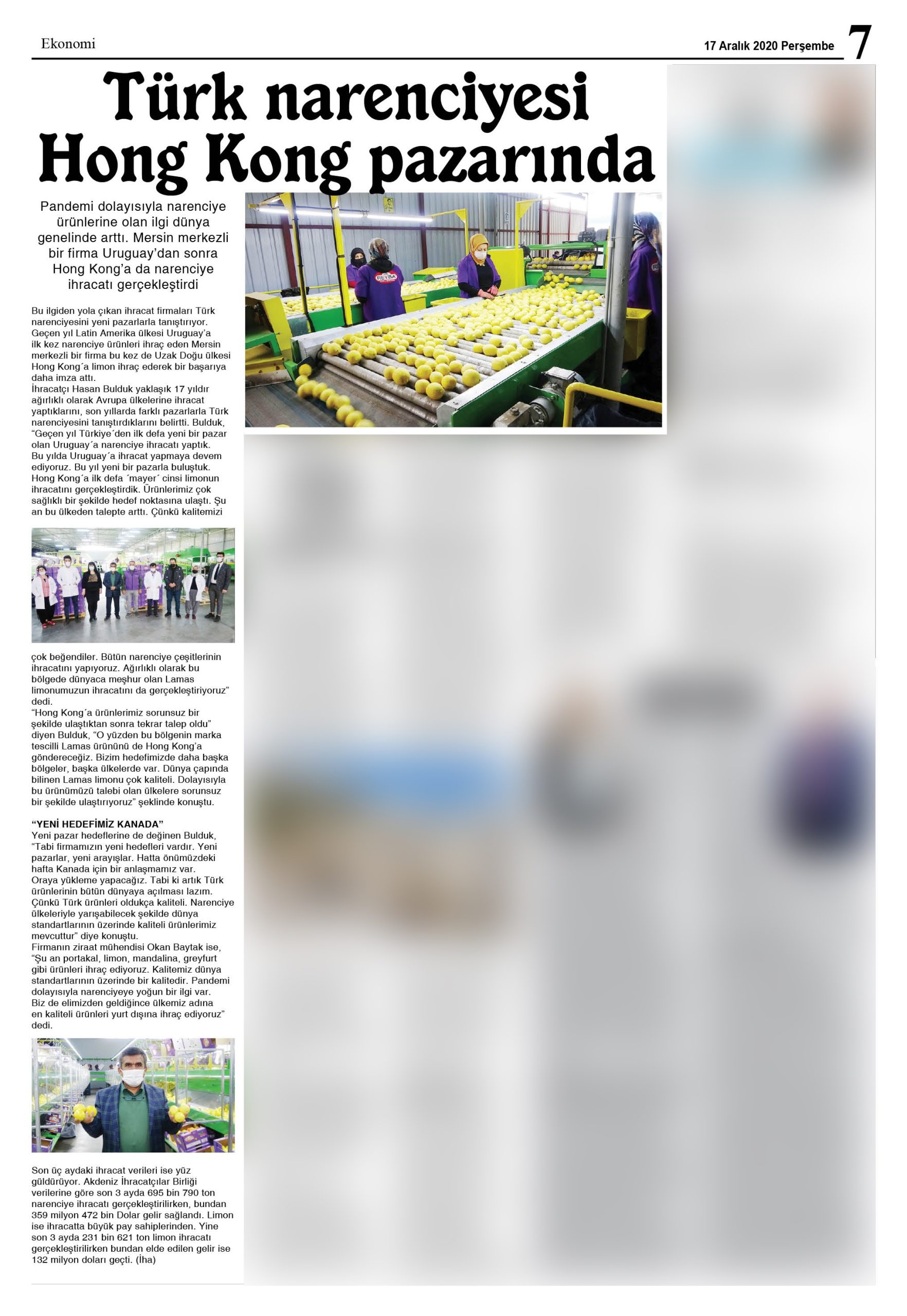 Bulduk Gida Exports Turkish Citrus to Hong Kong Newspaper 1 scaled
